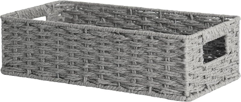 StorageWorks Toilet Tank Basket for Bathroom, Round Paper Rope Wicker Storage Basket Back of Toilet Tank Top, 14 ¼"L x 6 ¾"W x 3 ¾"H, 1 Pack - Image 1